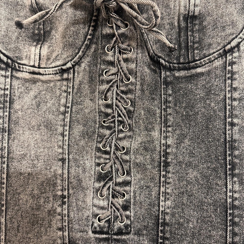 AKIRA Black and Gray Denim Corset - Picture 3 of 9